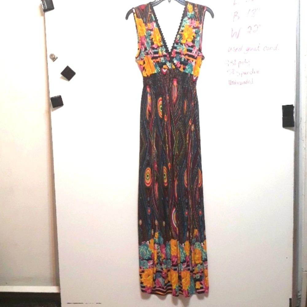 Used Women's Peacock Maxi Multi Color Dress